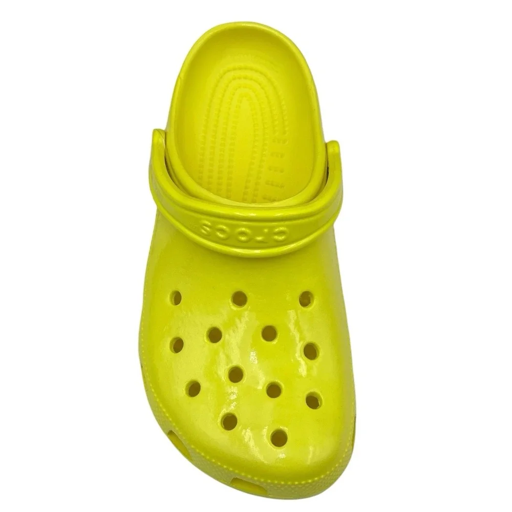 Crocs Mens Classic Slip-on Clogs Size 6 Neon Yellow Glossy Flexible Comfort
